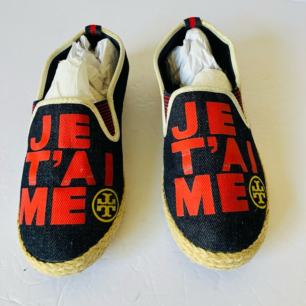 Tory Burch Je T’aime Espadrille Flats Women’s US Size 5 Blue Red